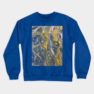 Acrylic Pour Blue and Yellow Crewneck Sweatshirt